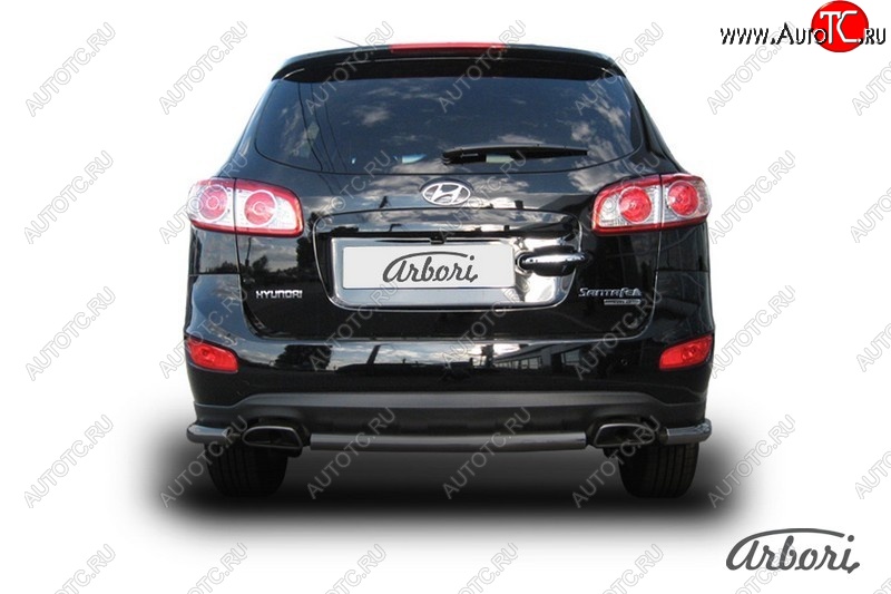6 749 р. Защита заднего бампера Arbori (черная, 1 труба d57 mm).  Hyundai Santa Fe  CM (2009-2012) рестайлинг  с доставкой в г. Пермь