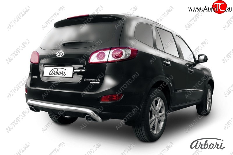 12 779 р. Защита заднего бампера Arbori (скоба, нержавейка, 1 труба d57 mm). Hyundai Santa Fe CM рестайлинг (2009-2012)  с доставкой в г. Пермь