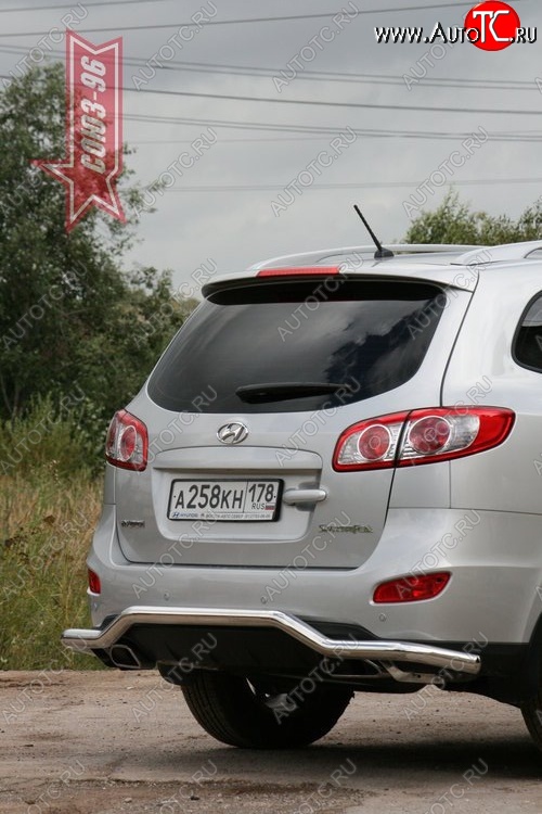 11 159 р. Защита заднего бампера Souz-96 (d60) Hyundai Santa Fe CM рестайлинг (2009-2012)  с доставкой в г. Пермь