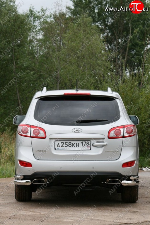 17 054 р. Защита заднего бампера из двойных боковых уголков d 76x42 Souz-96 Hyundai Santa Fe CM рестайлинг (2009-2012)  с доставкой в г. Пермь