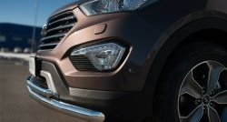 18 699 р. Защита переднего бампера (2 трубыØ63 и 42 мм, нержавейка) SLITKOFF  Hyundai Grand Santa Fe  1 DM (2013-2016) дорестайлинг  с доставкой в г. Пермь. Увеличить фотографию 3