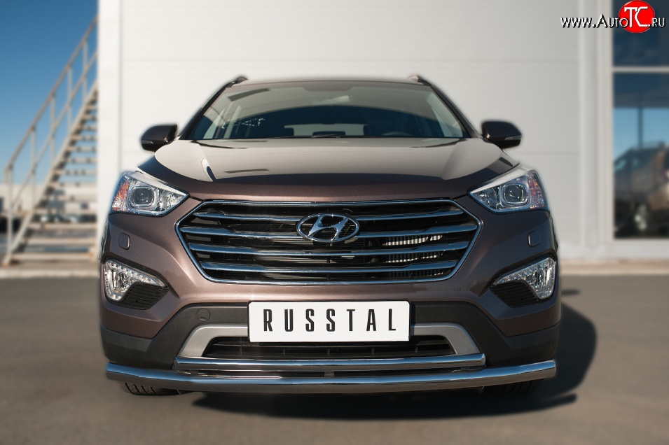 18 699 р. Защита переднего бампера (2 трубыØ63 и 42 мм, нержавейка) SLITKOFF  Hyundai Grand Santa Fe  1 DM (2013-2016) дорестайлинг  с доставкой в г. Пермь