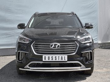 16 649 р. Защита переднего бампера (2 трубыØ42 мм, нержавейка) SLITKOFF  Hyundai Grand Santa Fe  1 DM (2016-2018) рестайлинг  с доставкой в г. Пермь. Увеличить фотографию 2
