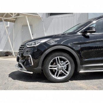 16 649 р. Защита переднего бампера (2 трубыØ42 мм, нержавейка) SLITKOFF  Hyundai Grand Santa Fe  1 DM (2016-2018) рестайлинг  с доставкой в г. Пермь. Увеличить фотографию 3