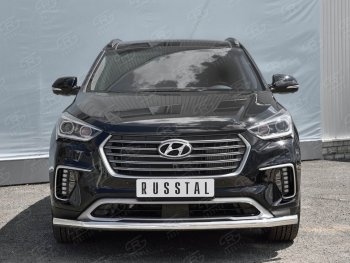 15 299 р. Одинарная защита переднего бампера диаметром 63 мм SLITKOFF  Hyundai Grand Santa Fe  1 DM (2016-2018) рестайлинг  с доставкой в г. Пермь. Увеличить фотографию 3