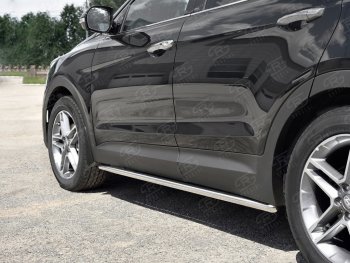 17 999 р. Защита порогов из круглой трубы диаметром 42 мм SLITKOFF v1  Hyundai Grand Santa Fe  1 DM (2016-2018) рестайлинг  с доставкой в г. Пермь. Увеличить фотографию 2