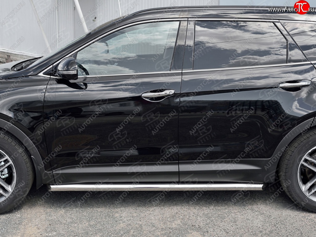 18 799 р. Защита порогов из круглой трубы диаметром 63 мм SLITKOFF  Hyundai Grand Santa Fe  1 DM (2016-2018) рестайлинг  с доставкой в г. Пермь