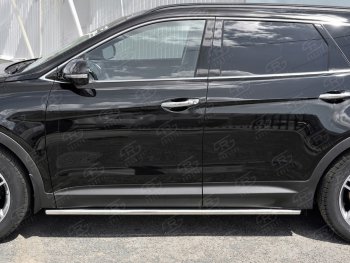 17 999 р. Защита порогов из круглой трубы диаметром 42 мм SLITKOFF v3  Hyundai Grand Santa Fe  1 DM (2016-2018) рестайлинг  с доставкой в г. Пермь. Увеличить фотографию 2