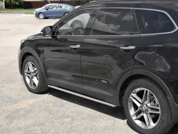 17 999 р. Защита порогов из круглой трубы диаметром 42 мм SLITKOFF v3  Hyundai Grand Santa Fe  1 DM (2016-2018) рестайлинг  с доставкой в г. Пермь. Увеличить фотографию 3