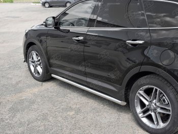 19 999 р. Защита порогов из круглой трубы диаметром 63 мм SLITKOFF v1  Hyundai Grand Santa Fe  1 DM (2016-2018) рестайлинг  с доставкой в г. Пермь. Увеличить фотографию 2