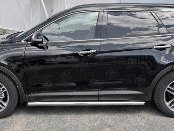 19 999 р. Защита порогов из круглой трубы диаметром 63 мм SLITKOFF v1  Hyundai Grand Santa Fe  1 DM (2016-2018) рестайлинг  с доставкой в г. Пермь. Увеличить фотографию 3