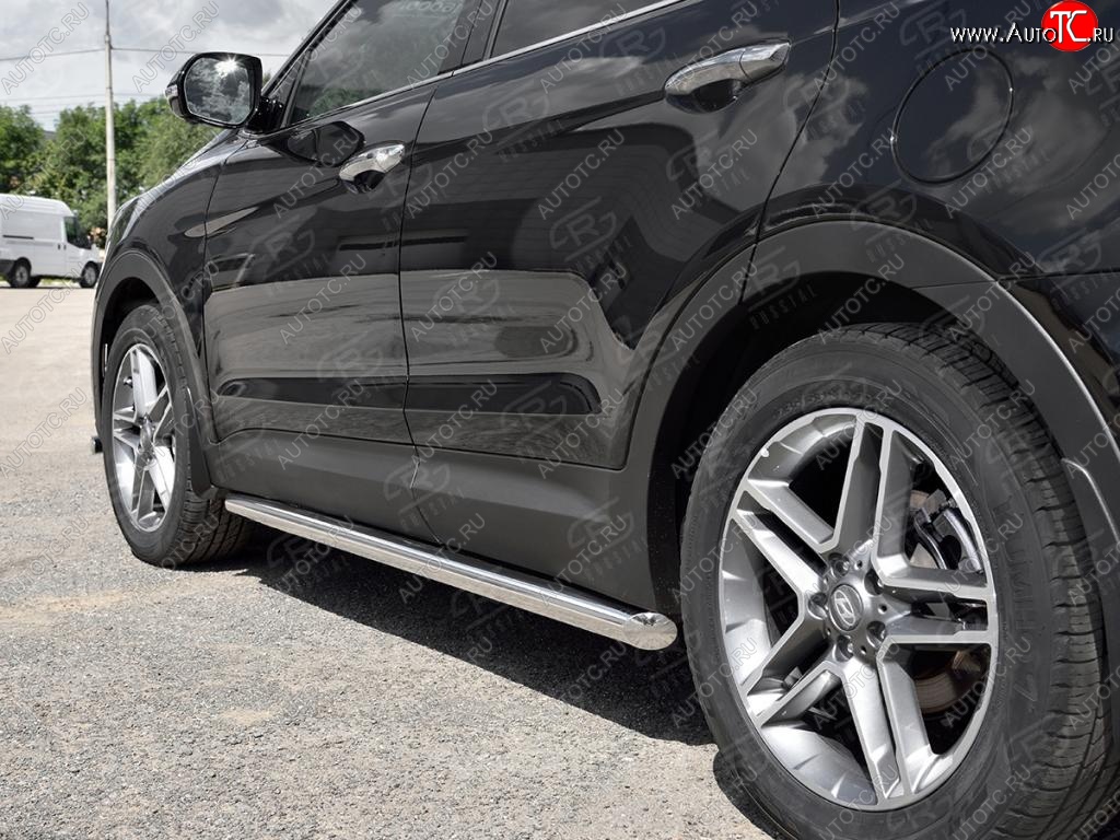 19 999 р. Защита порогов из круглой трубы диаметром 63 мм SLITKOFF v1  Hyundai Grand Santa Fe  1 DM (2016-2018) рестайлинг  с доставкой в г. Пермь