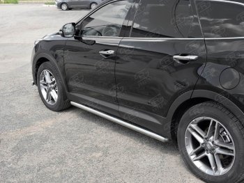 19 999 р. Защита порогов из круглой трубы диаметром 63 мм SLITKOFF v3  Hyundai Grand Santa Fe  1 DM (2016-2018) рестайлинг  с доставкой в г. Пермь. Увеличить фотографию 3