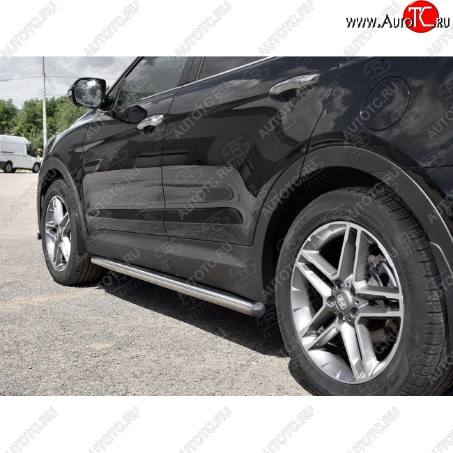 19 999 р. Защита порогов из круглой трубы диаметром 63 мм SLITKOFF v3  Hyundai Grand Santa Fe  1 DM (2016-2018) рестайлинг  с доставкой в г. Пермь