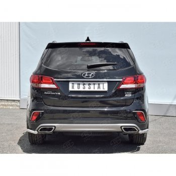 14 399 р. Защита заднего бампера (Ø42 мм уголки, нержавейка) SLITKOFF  Hyundai Grand Santa Fe  1 DM (2016-2018) рестайлинг  с доставкой в г. Пермь. Увеличить фотографию 3