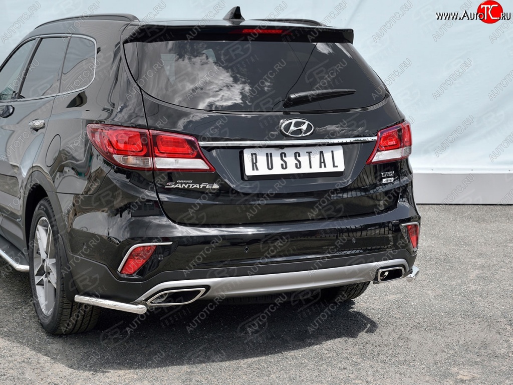 14 399 р. Защита заднего бампера (Ø42 мм уголки, нержавейка) SLITKOFF  Hyundai Grand Santa Fe  1 DM (2016-2018) рестайлинг  с доставкой в г. Пермь