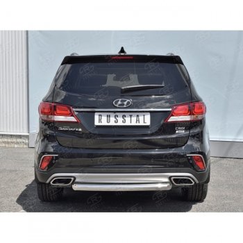 13 199 р. Одинарная защита заднего бампера из трубы d63 мм SLITKOFF  Hyundai Grand Santa Fe  1 DM (2016-2018) рестайлинг  с доставкой в г. Пермь. Увеличить фотографию 2