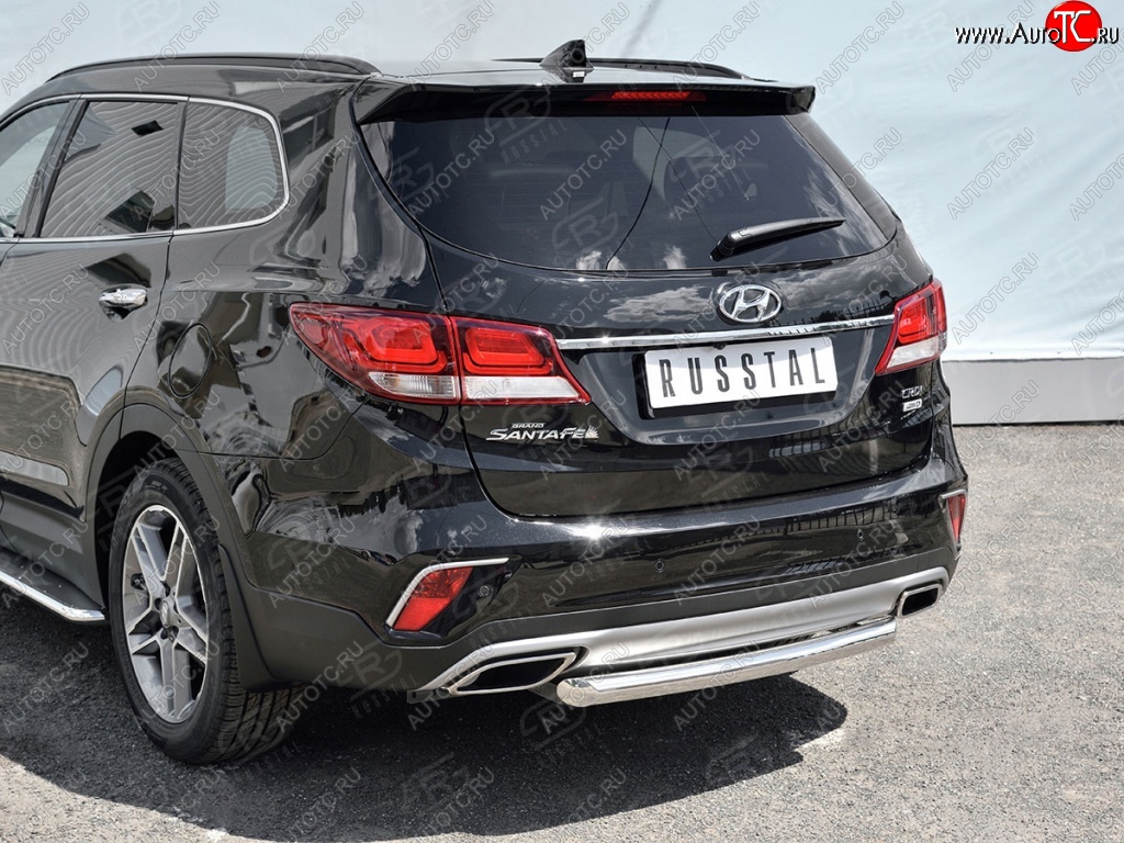 13 199 р. Одинарная защита заднего бампера из трубы d63 мм SLITKOFF  Hyundai Grand Santa Fe  1 DM (2016-2018) рестайлинг  с доставкой в г. Пермь
