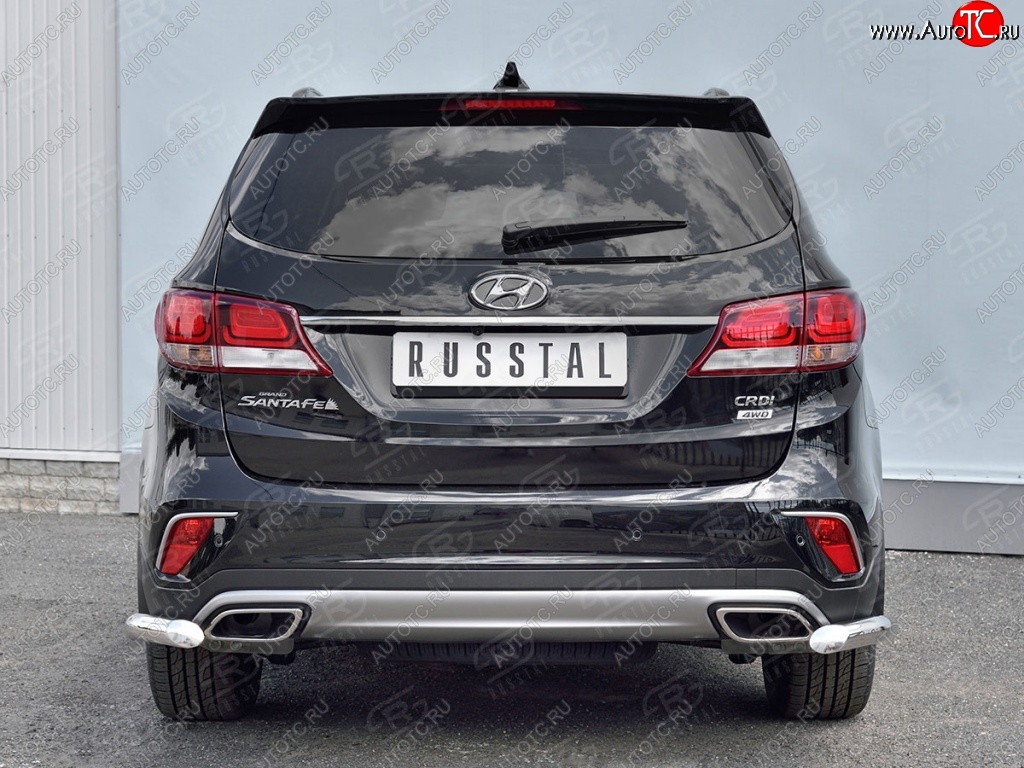 15 999 р. Защита заднего бампера (Ø63 мм уголки, нержавейка) SLITKOFF  Hyundai Grand Santa Fe  1 DM (2016-2018) рестайлинг  с доставкой в г. Пермь