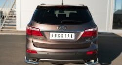16 299 р. Защита заднего бампера (Ø63 мм уголки, нержавейка) SLITKOFF  Hyundai Grand Santa Fe  1 DM (2013-2016) дорестайлинг  с доставкой в г. Пермь. Увеличить фотографию 2