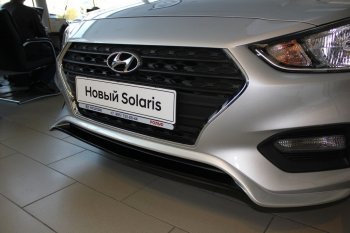4 999 р. Накладка на передний бампер АвтоКрат Hyundai Solaris HCR седан дорестайлинг (2017-2020) (Неокрашенная)  с доставкой в г. Пермь. Увеличить фотографию 2
