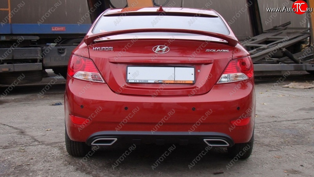 4 439 р. Диффузор заднего бампера Tuning-Sport v2  Hyundai Solaris  RBr (2010-2014) седан дорестайлинг (Неокрашенная)  с доставкой в г. Пермь