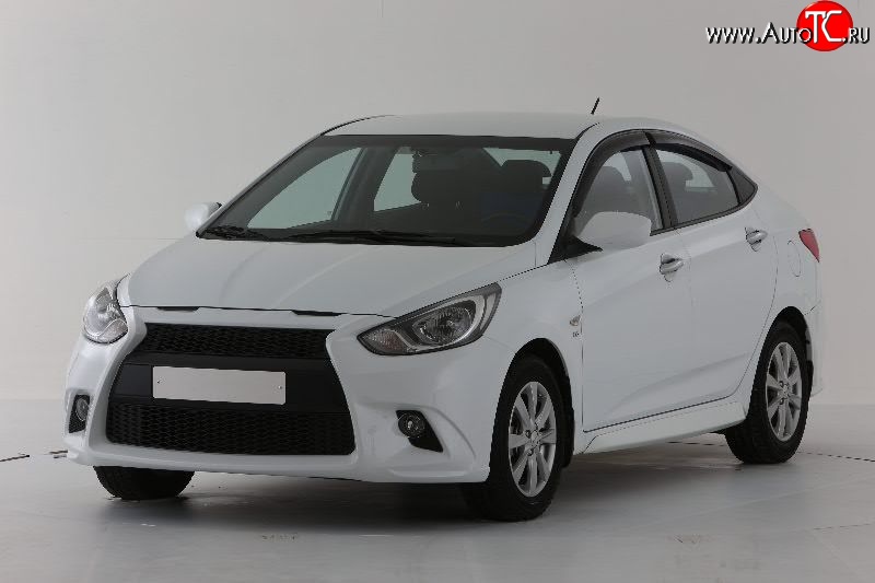 13 499 р. Передний бампер Lexus Style  Hyundai Solaris  RBr (2010-2014) седан дорестайлинг, хэтчбэк дорестайлинг (Неокрашенный)  с доставкой в г. Пермь