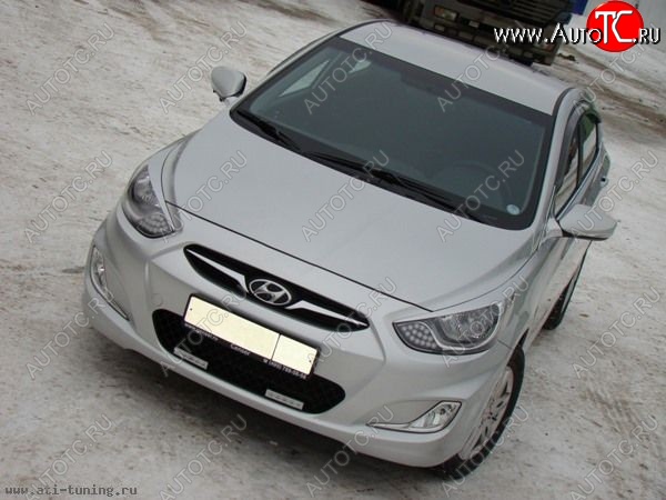 1 149 р. Реснички MV  Hyundai Solaris  RBr (2010-2014) седан дорестайлинг, хэтчбэк дорестайлинг (Неокрашенные)  с доставкой в г. Пермь