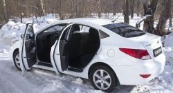 1 499 р. Накладки порожков салона RA Hyundai Solaris RBr седан рестайлинг (2014-2017) (Комплект (4 шт.))  с доставкой в г. Пермь. Увеличить фотографию 2