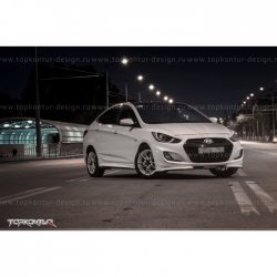 2 899 р. Накладка на передний бампер TopKontur Design v2  Hyundai Solaris  RBr (2010-2014) седан дорестайлинг, хэтчбэк дорестайлинг (Неокрашенная)  с доставкой в г. Пермь. Увеличить фотографию 13