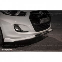 2 899 р. Накладка на передний бампер TopKontur Design v2  Hyundai Solaris  RBr (2010-2014) седан дорестайлинг, хэтчбэк дорестайлинг (Неокрашенная)  с доставкой в г. Пермь. Увеличить фотографию 14
