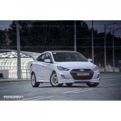 2 899 р. Накладка на передний бампер TopKontur Design v2  Hyundai Solaris  RBr (2010-2014) седан дорестайлинг, хэтчбэк дорестайлинг (Неокрашенная)  с доставкой в г. Пермь. Увеличить фотографию 15
