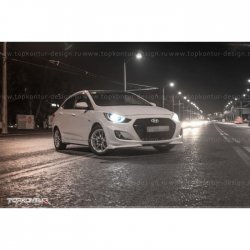 2 899 р. Накладка на передний бампер TopKontur Design v2  Hyundai Solaris  RBr (2010-2014) седан дорестайлинг, хэтчбэк дорестайлинг (Неокрашенная)  с доставкой в г. Пермь. Увеличить фотографию 6