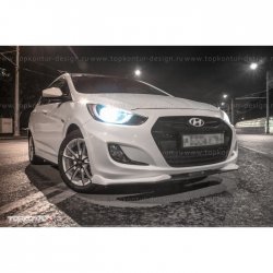 2 899 р. Накладка на передний бампер TopKontur Design v2  Hyundai Solaris  RBr (2010-2014) седан дорестайлинг, хэтчбэк дорестайлинг (Неокрашенная)  с доставкой в г. Пермь. Увеличить фотографию 8