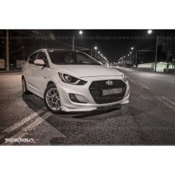2 899 р. Накладка на передний бампер TopKontur Design v2  Hyundai Solaris  RBr (2010-2014) седан дорестайлинг, хэтчбэк дорестайлинг (Неокрашенная)  с доставкой в г. Пермь. Увеличить фотографию 9