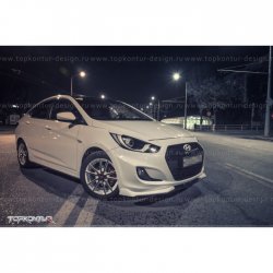 2 899 р. Накладка на передний бампер TopKontur Design v2  Hyundai Solaris  RBr (2010-2014) седан дорестайлинг, хэтчбэк дорестайлинг (Неокрашенная)  с доставкой в г. Пермь. Увеличить фотографию 10