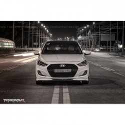 2 899 р. Накладка на передний бампер TopKontur Design v2  Hyundai Solaris  RBr (2010-2014) седан дорестайлинг, хэтчбэк дорестайлинг (Неокрашенная)  с доставкой в г. Пермь. Увеличить фотографию 11