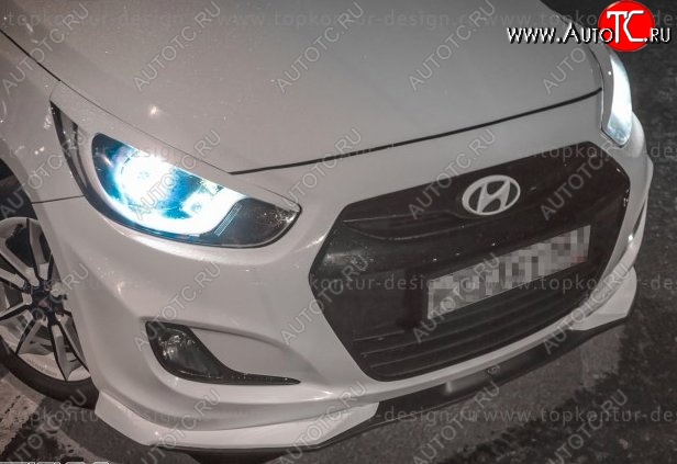 2 899 р. Накладка на передний бампер TopKontur Design v2  Hyundai Solaris  RBr (2010-2014) седан дорестайлинг, хэтчбэк дорестайлинг (Неокрашенная)  с доставкой в г. Пермь