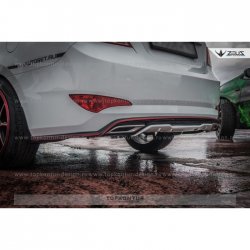 8 999 р. Накладка на задний бампер TopKontur Design  Hyundai Solaris  RBr (2010-2014) седан дорестайлинг (Неокрашенная)  с доставкой в г. Пермь. Увеличить фотографию 4