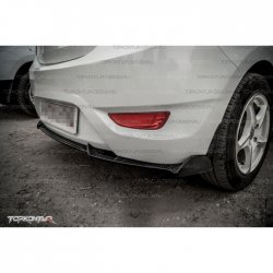 4 299 р. Накладка на задний бампер (хетчбек) Topkontur  Hyundai Solaris  RBr (2010-2014) седан дорестайлинг (Тисненая поверхность, Неокрашенная)  с доставкой в г. Пермь. Увеличить фотографию 3