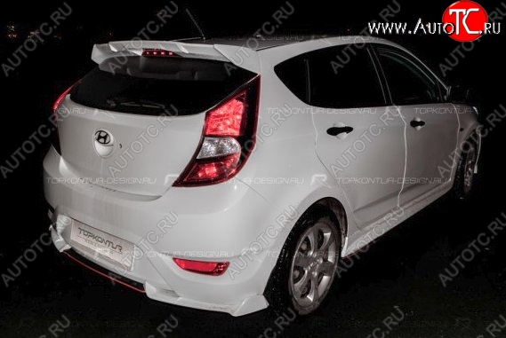 4 299 р. Накладка на задний бампер (хетчбек) Topkontur  Hyundai Solaris  RBr (2010-2014) седан дорестайлинг (Тисненая поверхность, Неокрашенная)  с доставкой в г. Пермь