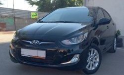 599 р. Реснички на фары Sniper Hyundai Solaris RBr седан дорестайлинг (2010-2014) (Неокрашенные)  с доставкой в г. Пермь. Увеличить фотографию 2