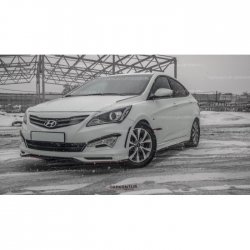1 499 р. Реснички на фары HS1 Hyundai Solaris RBr седан дорестайлинг (2010-2014) (Неокрашенные)  с доставкой в г. Пермь. Увеличить фотографию 4