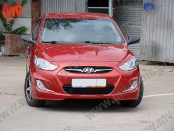 1 149 р. Реснички на фары MV tuning v2 Hyundai Solaris RBr седан дорестайлинг (2010-2014) (Неокрашенные)  с доставкой в г. Пермь. Увеличить фотографию 2