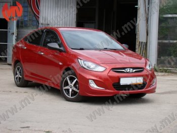 1 149 р. Реснички на фары MV tuning v2 Hyundai Solaris RBr седан дорестайлинг (2010-2014) (Неокрашенные)  с доставкой в г. Пермь. Увеличить фотографию 4