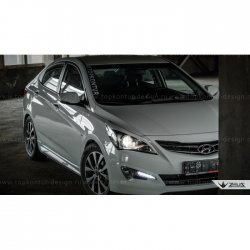 1 499 р. Реснички на фары Zeus Hyundai Solaris RBr седан дорестайлинг (2010-2014) (Неокрашенные)  с доставкой в г. Пермь. Увеличить фотографию 7