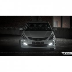 1 499 р. Реснички на фары Zeus Hyundai Solaris RBr седан дорестайлинг (2010-2014) (Неокрашенные)  с доставкой в г. Пермь. Увеличить фотографию 10