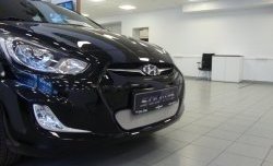 1 539 р. Сетка на бампер Russtal (хром) Hyundai Solaris RBr седан дорестайлинг (2010-2014)  с доставкой в г. Пермь. Увеличить фотографию 5