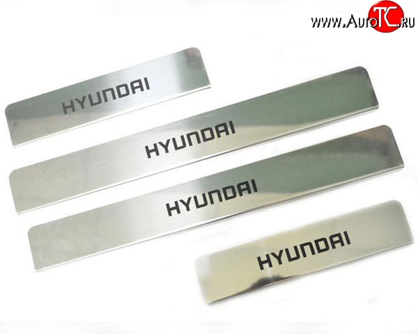 829 р. Накладки на порожки автомобиля M-VRS (нанесение надписи методом окраски) Hyundai Solaris RBr седан дорестайлинг (2010-2014)  с доставкой в г. Пермь