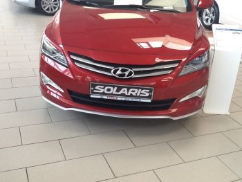 3 899 р. Накладка на передний бампер АвтоКрат  Hyundai Solaris  RBr (2014-2017) седан рестайлинг (Неокрашенная)  с доставкой в г. Пермь. Увеличить фотографию 2